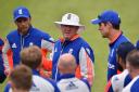 England head coach Trevor Bayliss (left) addresses the squad before the nets session ahead of the First Investec Ashes Test at the SWALEC Stadium, Cardiff. PRESS ASSOCIATION Photo. Picture date: Monday July 6, 2015. See PA story CRICKET England. Photo