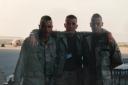 Ian Virgo with his Black Hawk Down boot camp roommate Ewan McGregor (left) and Welsh actor Ioan Gruffudd