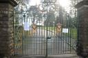 Locked gates at Belle Vue Park in Newport . .www.christinsleyphotography.co.uk.