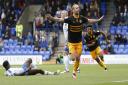JOY: Fraser Franks scored the winner for Newport County at Tranmere Rovers in September. The two sides meet again this weekend