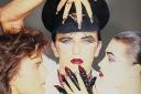 STRIKING: Steve Strange during the 'Love Glove' sessions with Yasmin Le Bon and Terry Haub