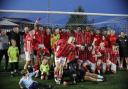 JOY: Newport City celebrate winning their play-off to earn promotion to Cymru South