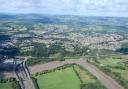 Aerial of Malpas and the Brynglas Tunnels in Newport.
