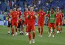 THROUGH: Wales players applaud the fans after the match in Rome