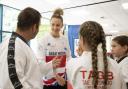 Lauren Williams chats to taekwondo enthusiasts at the I Am Team GB Festival of Sport event in Cardiff. Pictures: Better Cardiff
