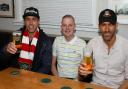 Ryan Reynolds and Rob McElhenney with Richard Williams at the Turf, Wrexham
