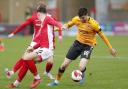 Finn Azaz takes on Callum Jones in Saturday's FA Cup tie. Picture: Huw Evans Picture Agency