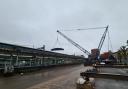 The bridge being lifted into place (Credit: Pro Steel Engineering)