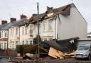 Damage to houses in Christchurch Road, Newport, during Storm Eunice. Picture: Huw Evans Picture Agency