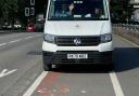 The picture taken by Cllr Rodney Berman showing a Cardiff council vehicle blocking a cycle lane. Picture: @rodneyberman/Twitter