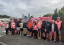 Postal workers on strike in Newport over pay and conditions.