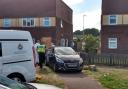 Forensic teams investigating following the alleged murder of Carl Ball in Duffryn, Newport.