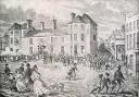 UPRISING: A depiction of the Chartist march and massacre outside the Westgate Hotel in Newport.