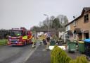 Firefighters at the scene of a house fire in Forge Mews, Newport.