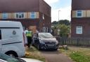 Police at the scene investigating the alleged murder of Newport man Carl Ball