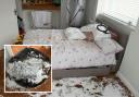 Lauren Spruce set a bean bag alight in a room while her young daughter was on the bed.