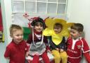 Youngsters from Dosbarth Enfys (Afternoon nursery) at Coed y Garn Primary celebrating St David's Day last year