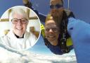 Revd. Sue Pratten is completing the sky-dive to fundraise for the refurbishment of St Cadoc's church