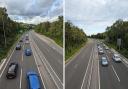 Traffic on the A4042 yesterday