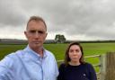 David Davies MP and Cllr Lisa Dymock at the Oak Grove farm site.
