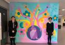 The mural was designed by three students from Cwmbran High School's hearing-impaired unit