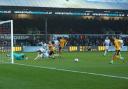 CUP TIE: Action from the FA Cup clash between Newport County and Barnet