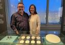 Michael Guilfoyle and his wife Margaret at the official presentation of his 20 kroner coin at the Cultural History Museum in Oslo