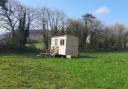 One of the shepherd huts used as holiday accommodation at Reddings Farm, near Tintern.