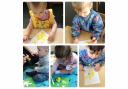The children from Two Counties Nursery creating the Easter cards