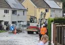 The burst water pipe flooded a main street in Trelewis