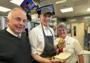 David Davies MP with McDonald’s franchisee David Balcombe and supervisor Jayne Hutin at the Abergavenny restaurant.