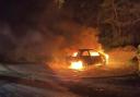 A Ford Fiesta set ablaze in Cefn Coch.