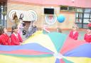 Eveswell Primary school of the week. Year 2 playing the parachute game.