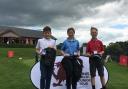GREAT FORM: Ping Welsh Junior Tour under 14s event winner at Lakeside Jessica Atwell with Osian Jones, second, and Owen Warwick, third