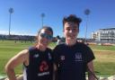 TALENT: Leg spinner Sam Swingwood with England women’s cricket star Tammy Beaumont at Bristol
