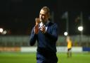 TARGET: Newport County manager Michael Flynn applauds the fans after Saturday's win over Colchester United. Picture: Huw Evans Agency