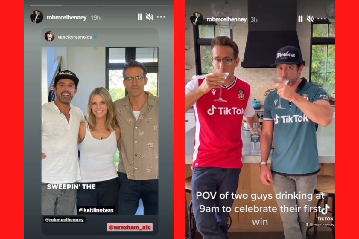 Rob McElhenney, Kaitlin Olson and Ryan Reynolds. Images: Instagram/Rob McElhenney