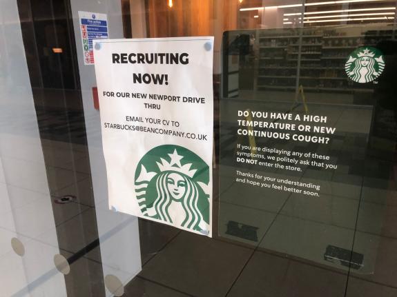 South Wales Argus: The recruitment signs at the Kingsway branch South Wales Argus: The recruitment signs at the Kingsway branch