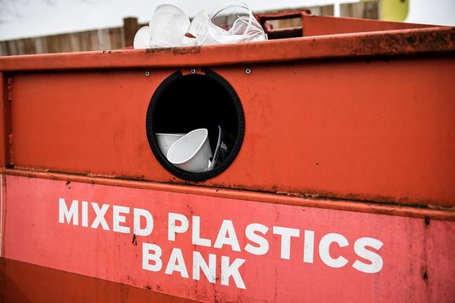 File photo of disposable drinking cups at a plastic recycling centre mixed plastics bank. Picture: Ben Birchall/PA Wire