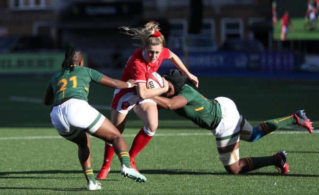 ENCOURAGING: Hannah Jones on the charge in Wales' autumn win against South Africa