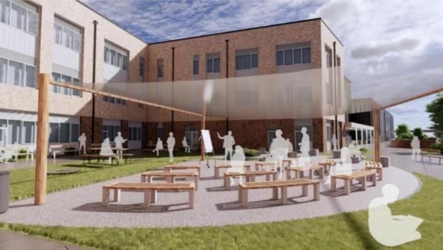 South Wales Argus: How a proposed \'teaching courtyard\' could look. Picture: Rio Architects/ Monmouthshire council 