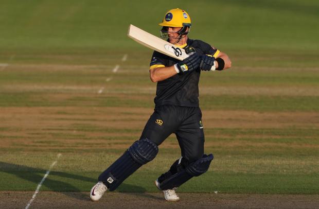 South Wales Argus: 16.07.21 - Glamorgan v Somerset - Vitality Blast - David Lloyd of Glamorgan batting.