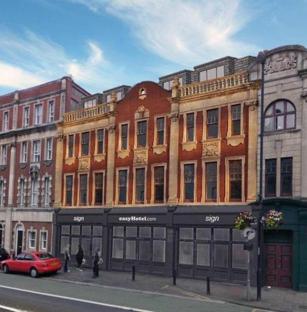 South Wales Argus: An artist impression of the new hotel in Clarence Place - though it is thought that it will look suitably more orange