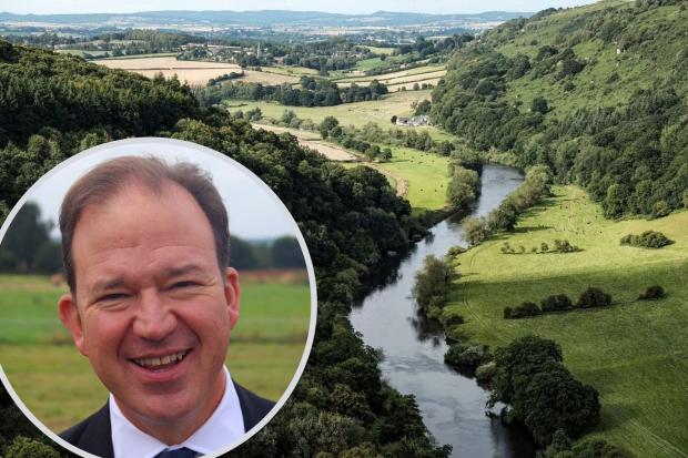 The River Wye (Pixabay) and inset, Jesse Norman MP (LDRS)