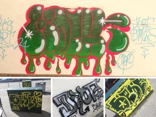 Just some of the graffiti seen in Abergavenny recently. (Picture: Frankie Winters)