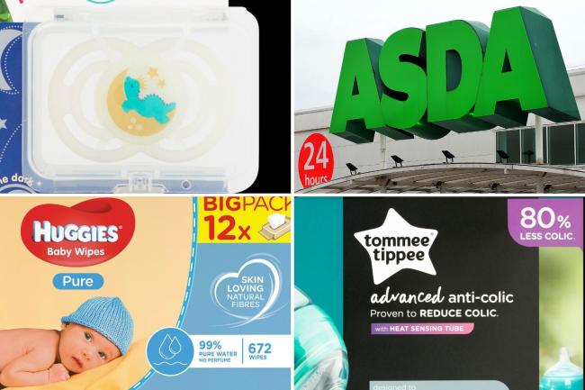 Photos via Asda show the discounts you can get on Huggies nappies, Tomee Tipee anti-colic treatments, dummies and more.