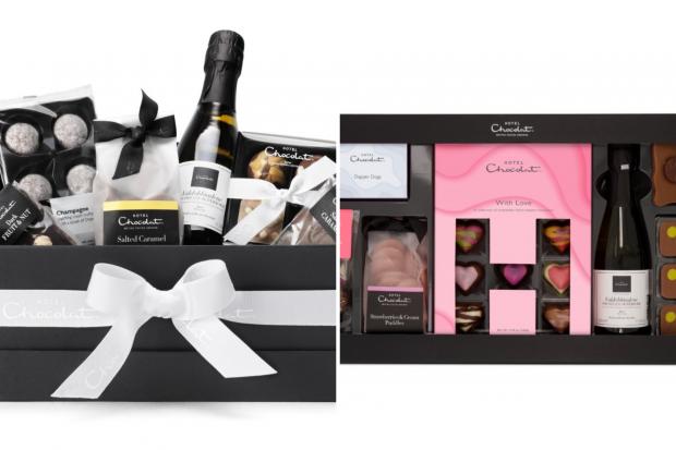 South Wales Argus: Chocolate & Fizz collection (left) and the Way to Your Heart collection (Hotel Chocolat)