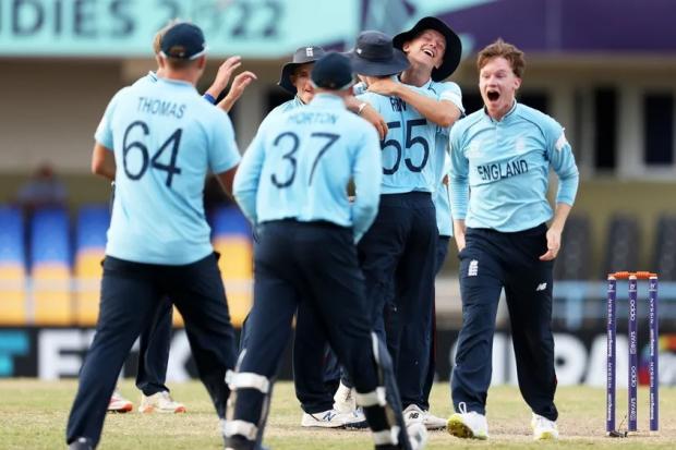 DELIGHT: England celebrate their semi-final win against Afghanistan (Picture: ICC)