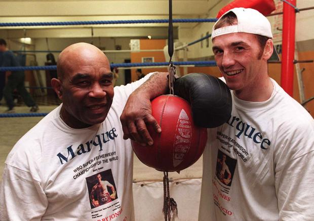 South Wales Argus: Ronnie Rush with boxer Barrie Jones in 1998. Photo: Huw Evans Picture Agency