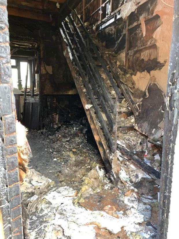 South Wales Argus: The staircase after the fire. Picture: Maria Richards.